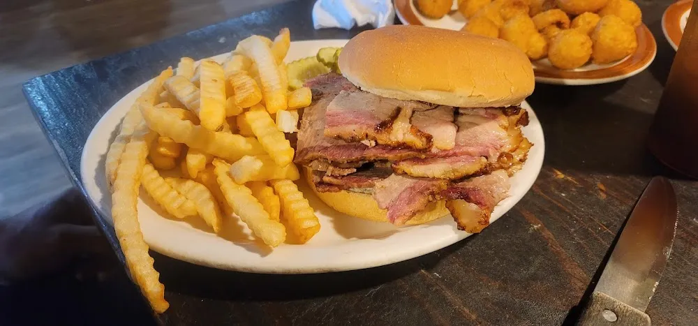 Brisket Sandwich and Fries